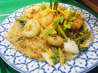 Thailändische Küche: Glasnudeln mit Crevetten